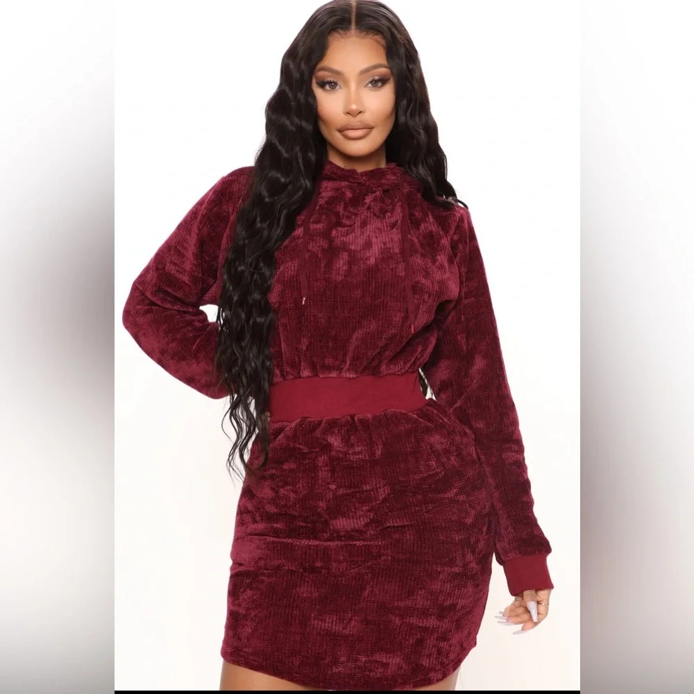 Burgundy Chenille Sweatshirt Dress